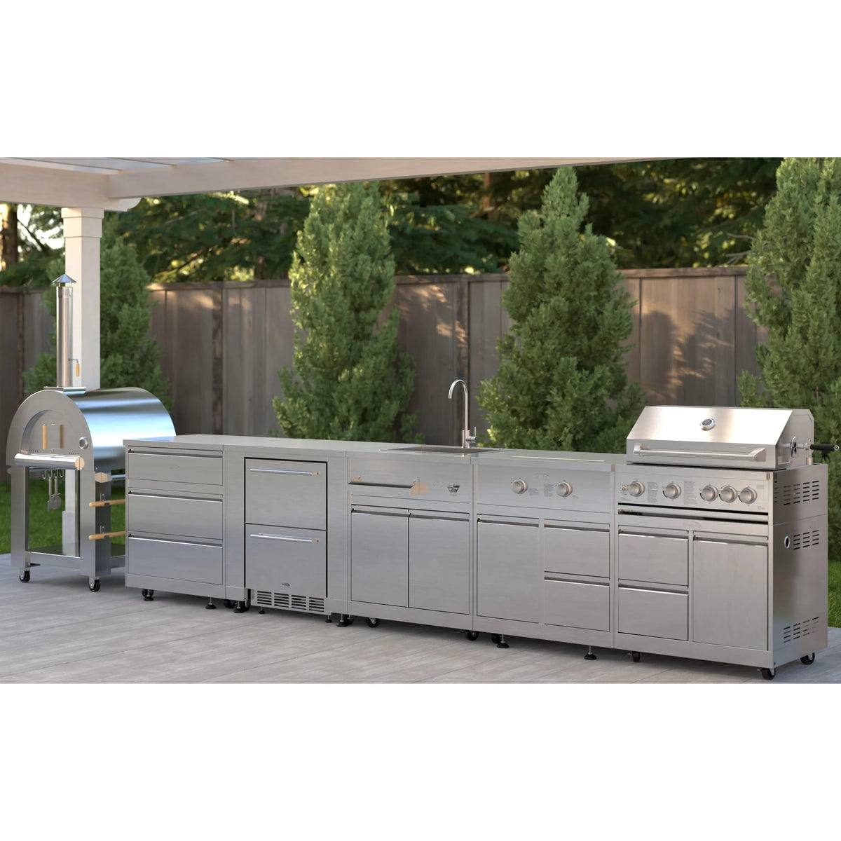 KoolMore Outdoor Kitchen Series Modular Kitchen with a Wood fire Pizza
