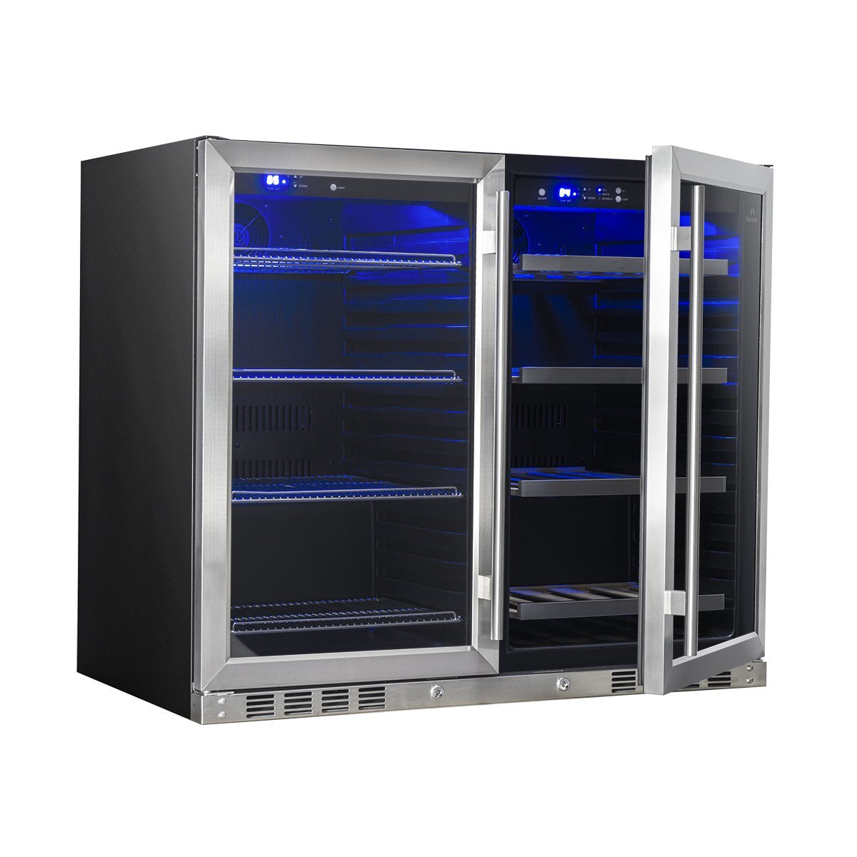 KingsBottle 39 Under Counter Black Wine and Beer Fridge Combo