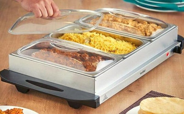 Chefman Compact Glasstop Warming Tray with Adjustable Temperature Control Black