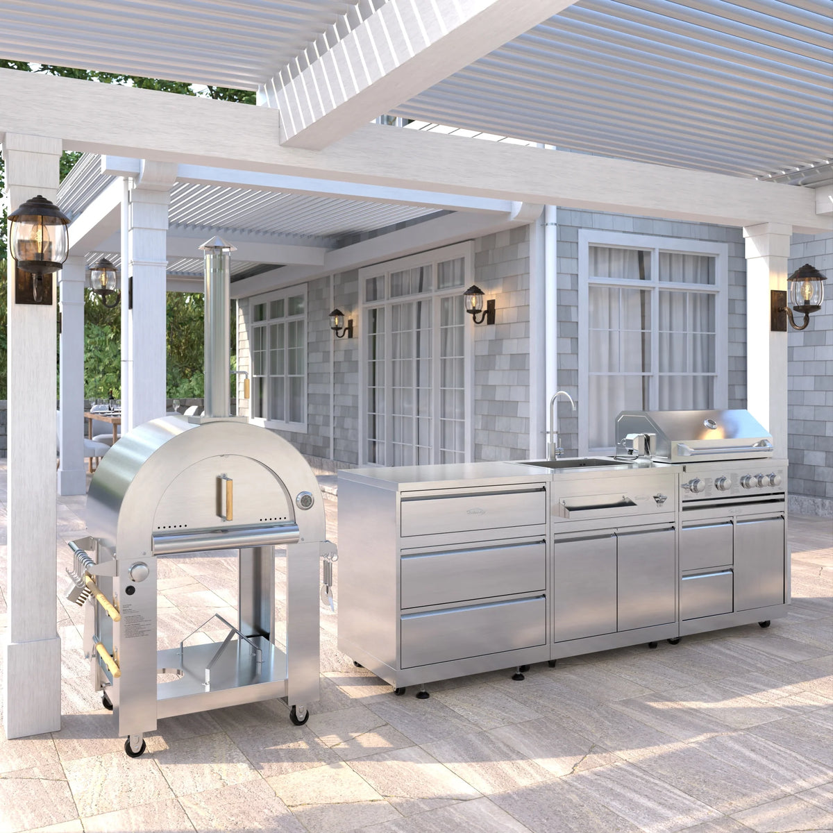 KoolMore Outdoor Kitchen Series Modular Kitchen with a Dual Fuel Pizza