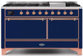 Majestic II 60 Inch Dual Fuel Liquid Propane Freestanding Range in Blue with Copper Trim - America Best Appliances, LLC