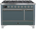 Majestic II 48 Inch Dual Fuel Liquid Propane Freestanding Range in Blue Grey with Chrome Trim - America Best Appliances, LLC
