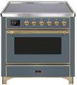 Majestic II 36 Inch Electric Freestanding Range in Blue Grey with Brass Trim - America Best Appliances, LLC