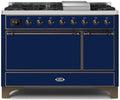 Majestic II 48 Inch Dual Fuel Liquid Propane Freestanding Range in Blue with Bronze Trim - America Best Appliances, LLC