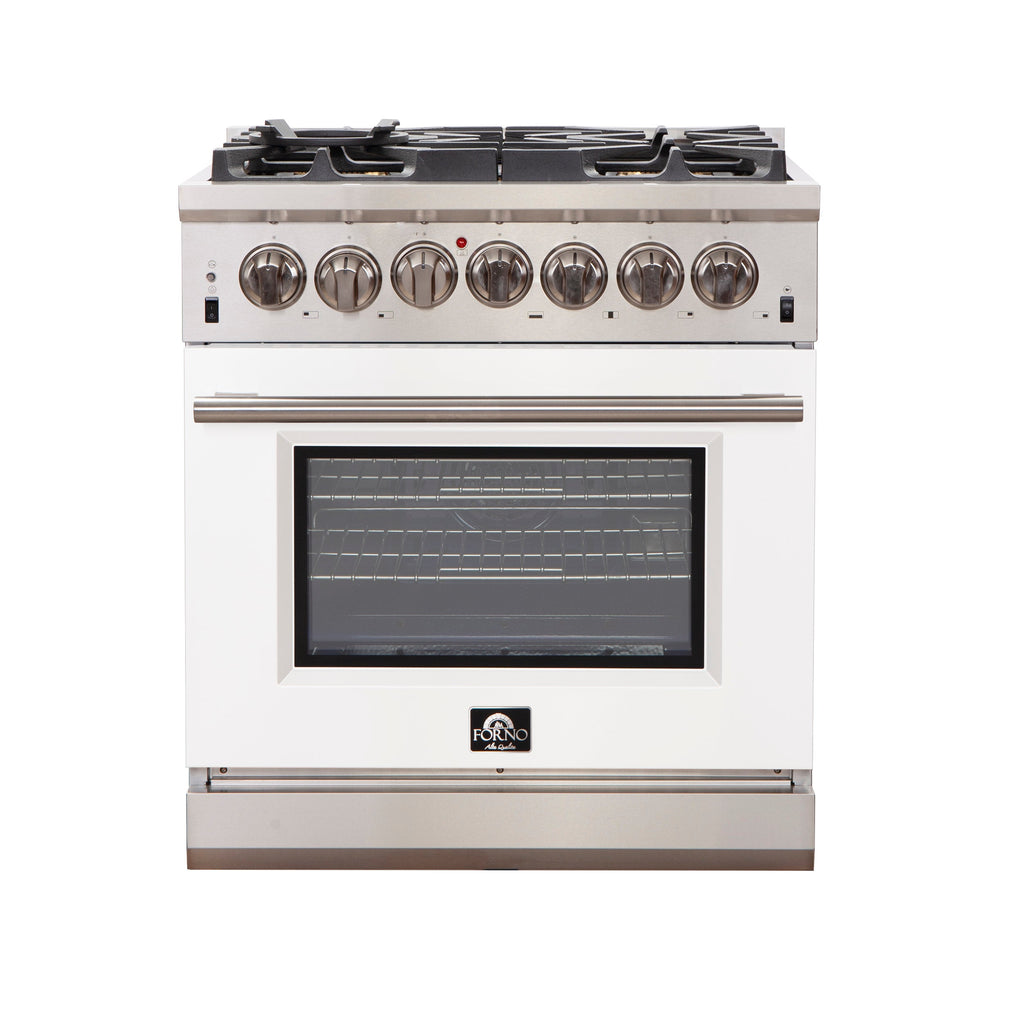 Forno 30" Stainless Capriasca W/ White Door Gas Range 5 Burners & Oven